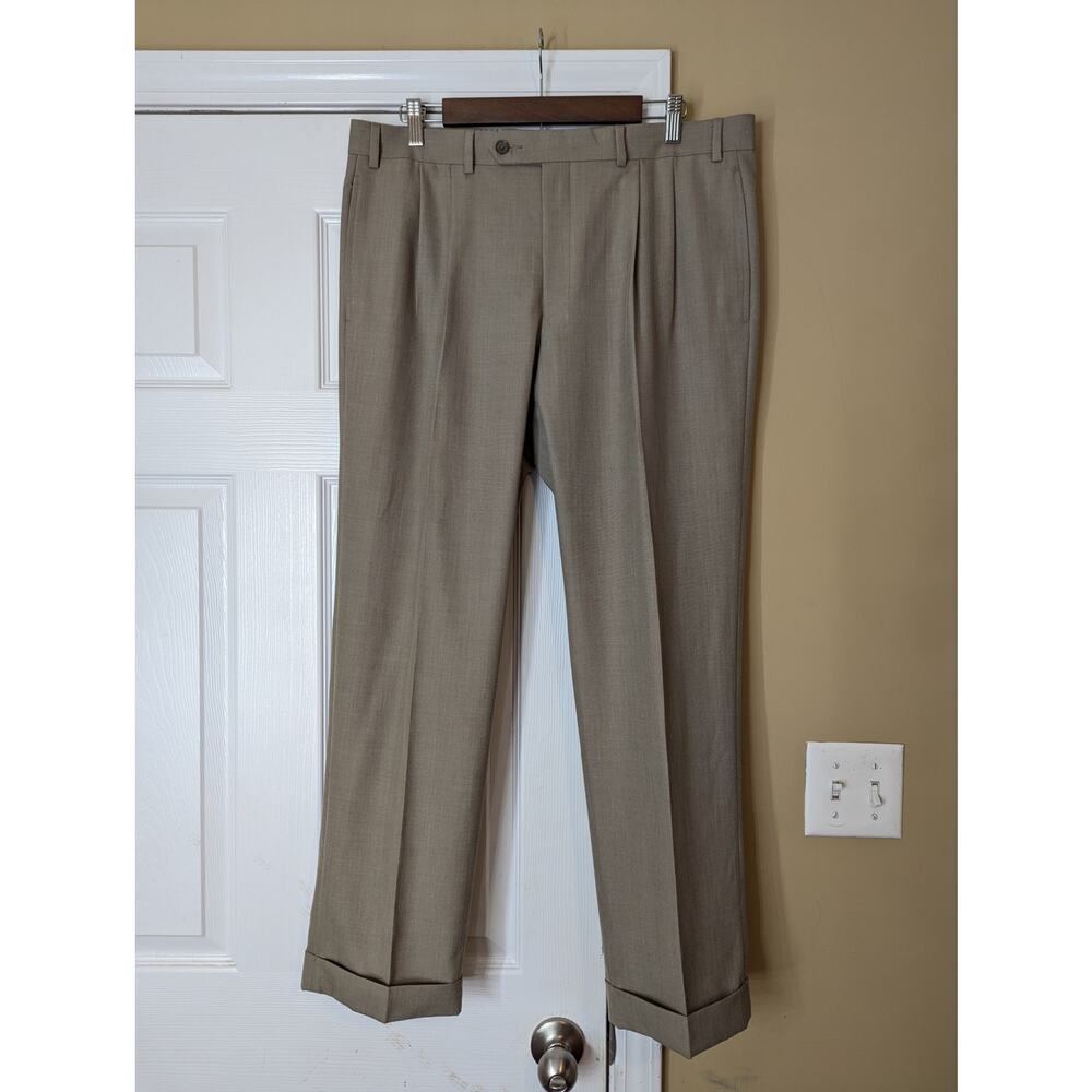 Lauren Ralph Lauren Tailored Dress Pant Slacks Size 36 x 30 Taupe Preppy Pleated